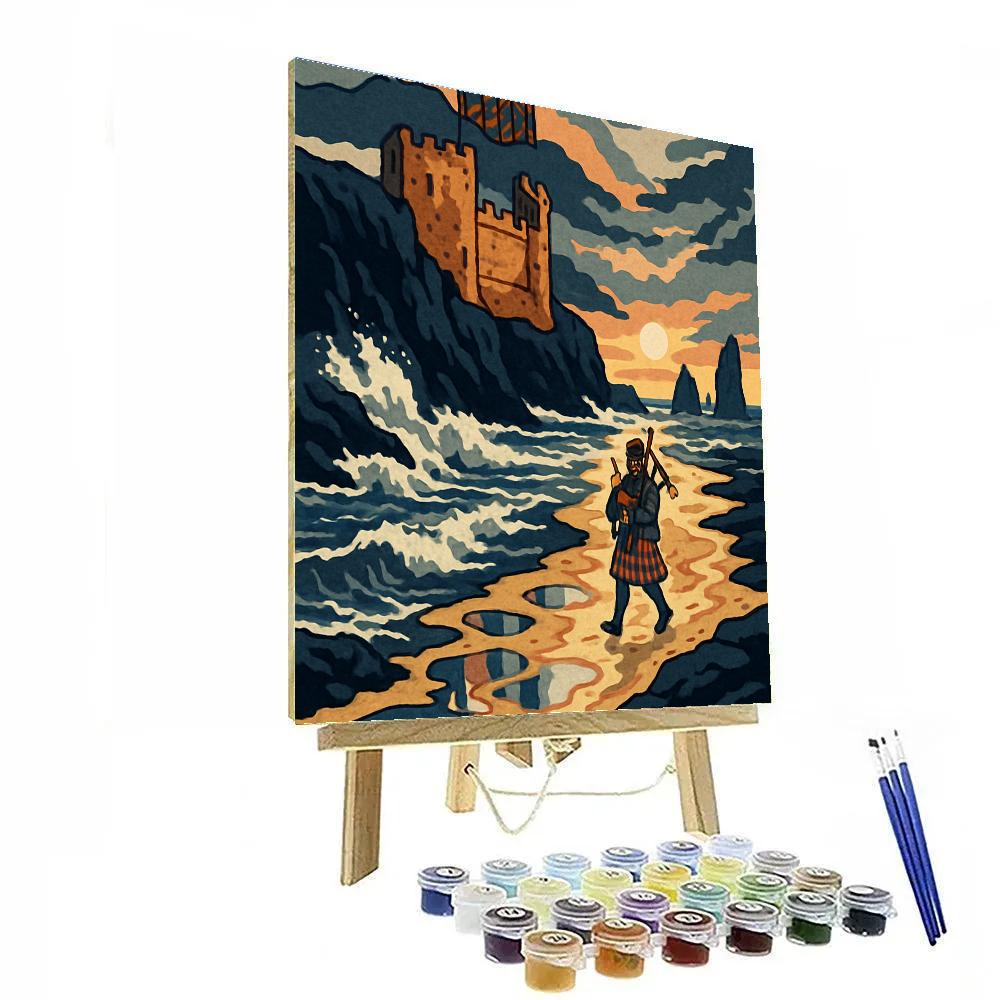 Scotland-Crowned Castle At Tidal Causeway paint by numbers