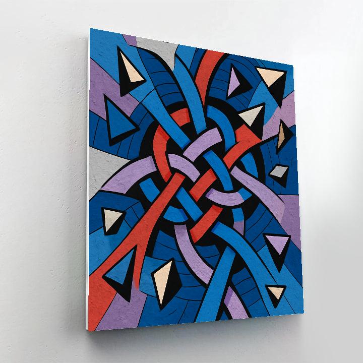 Kinetic Ribbon Lattice In Abstract Paint by numbers art