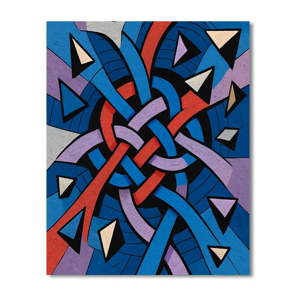 Kinetic Ribbon Lattice In Abstract Paint by numbers art