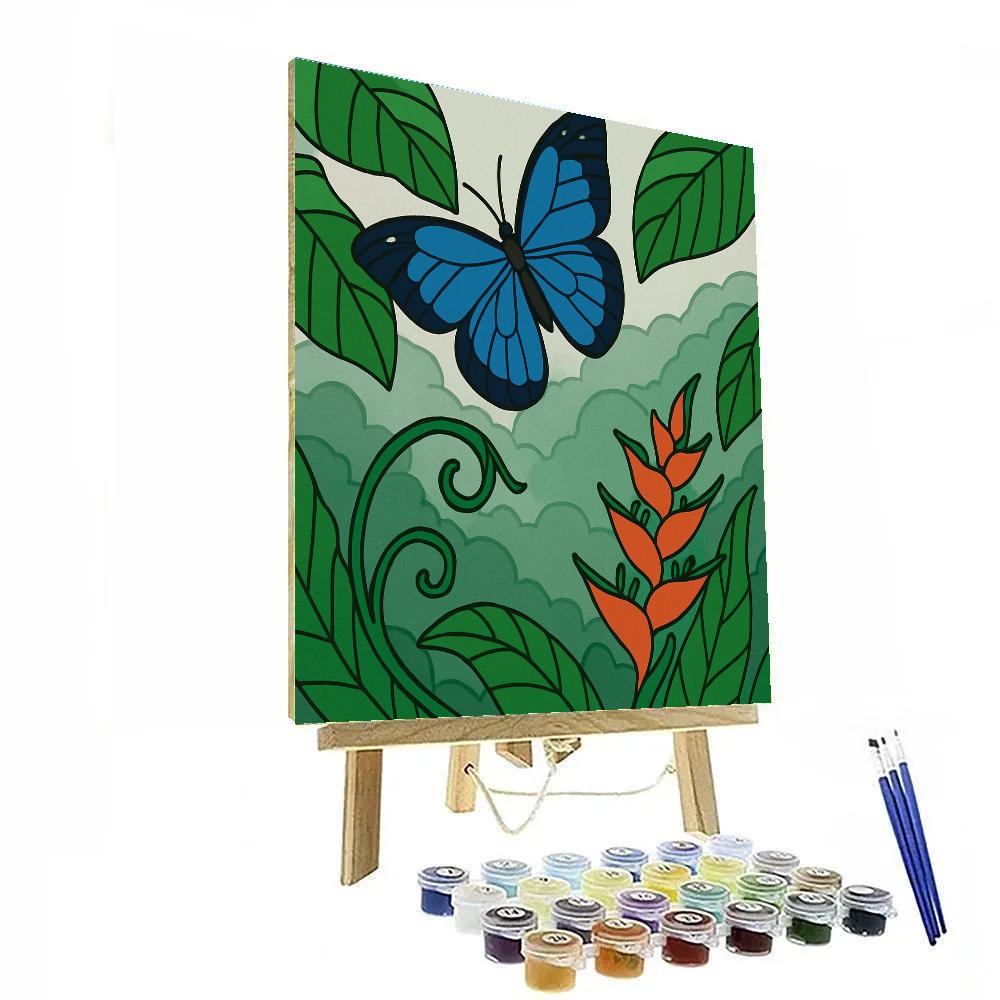 Rainforest Canopy With Butterfly Drift paint by number