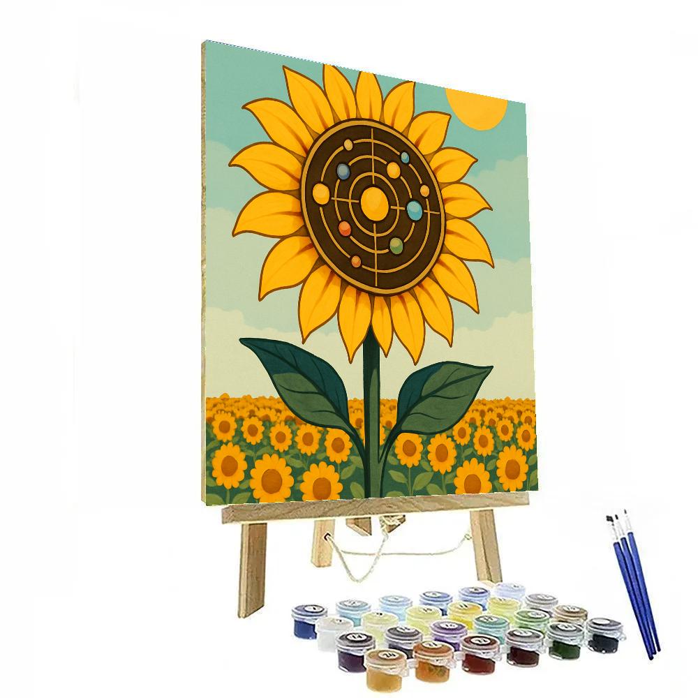 Clockwork Sunflower Orrery Garden Number painting