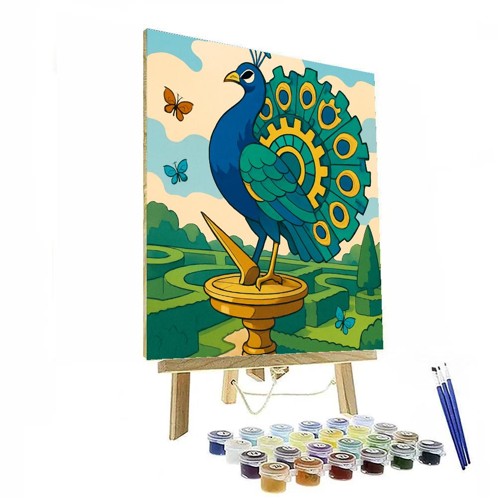 Peacock Clockwork Garden Sentinel paint by number