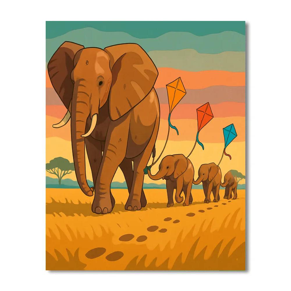 Kite Tail Elephant Parade paint by number