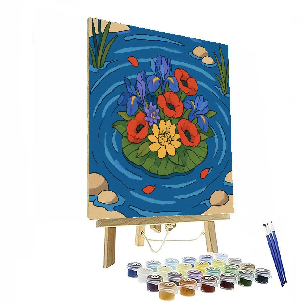 Riverbank Still Life In Floral Light paint by numbers