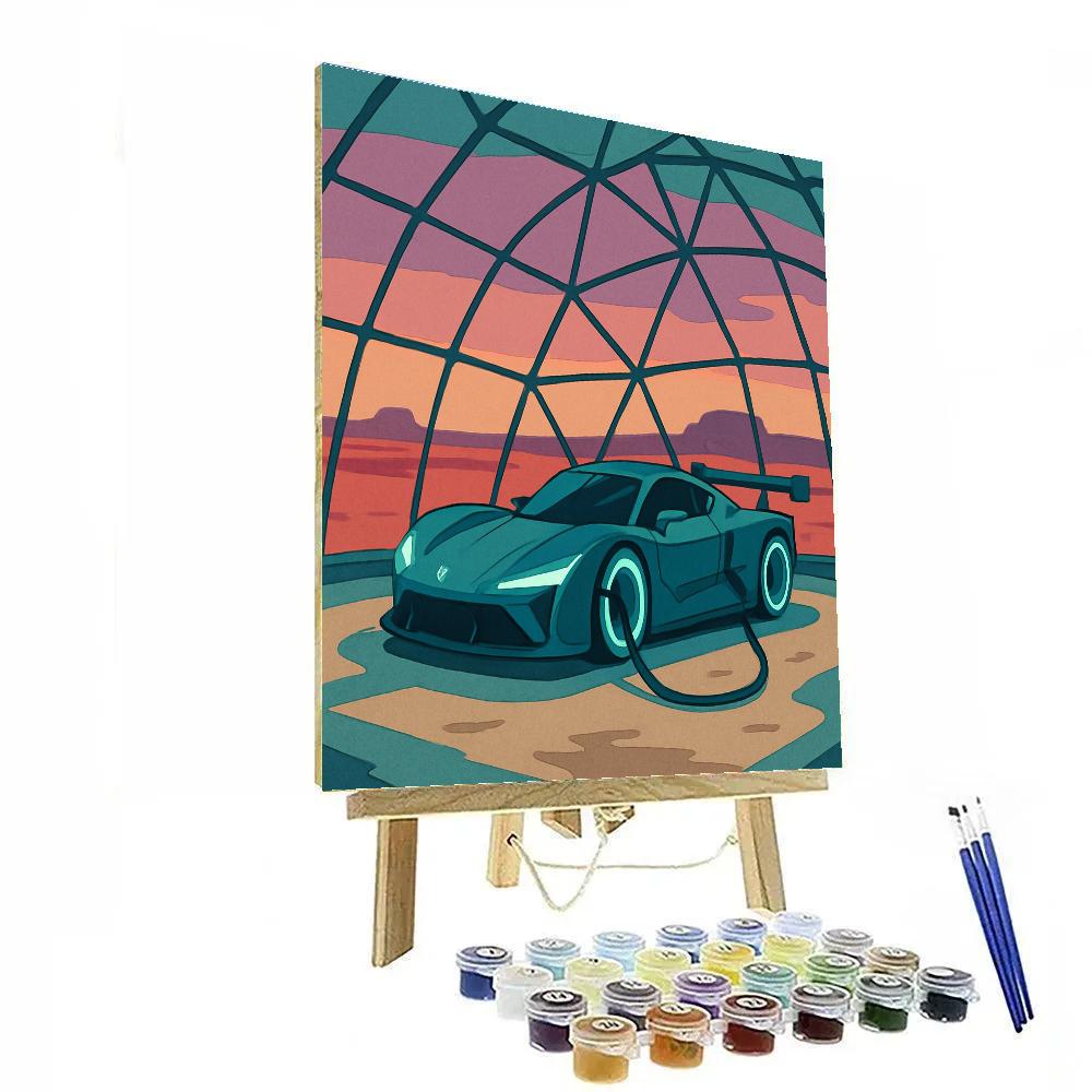 Glass Dome Pit Stop With Cars paint by color