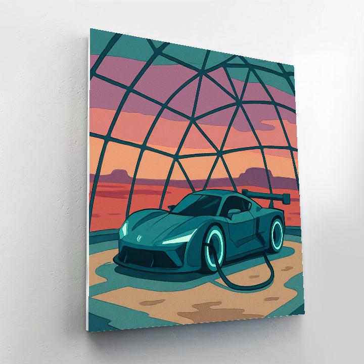 Glass Dome Pit Stop With Cars paint by color