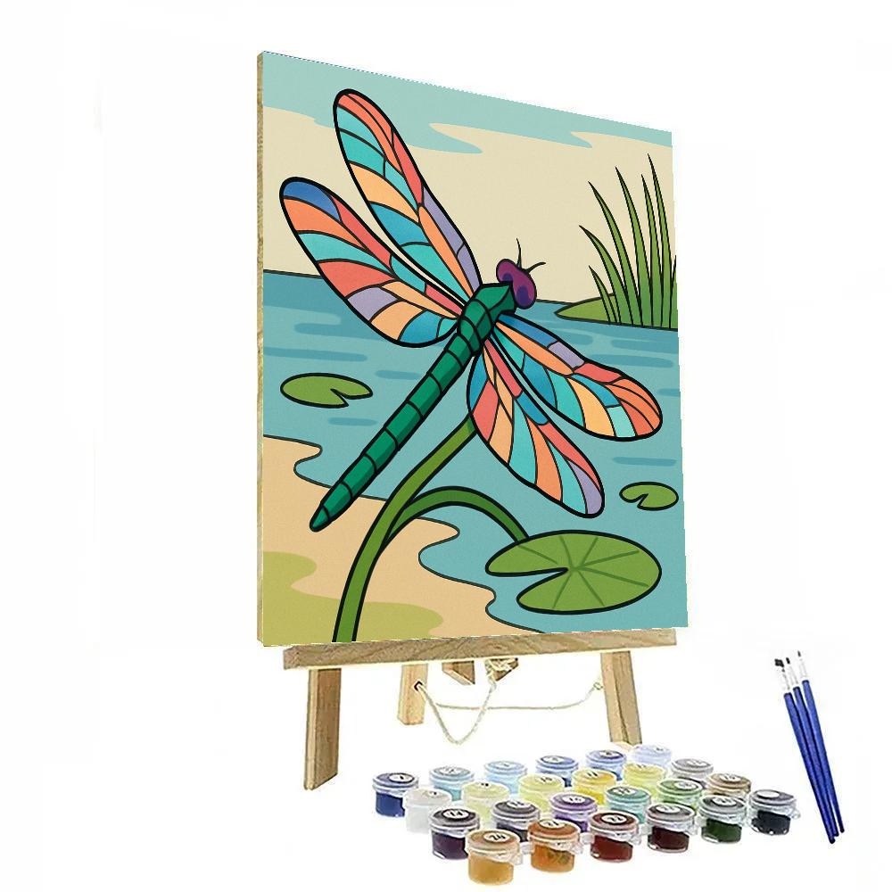 Dragonfly Glasswing Mosaic Number painting