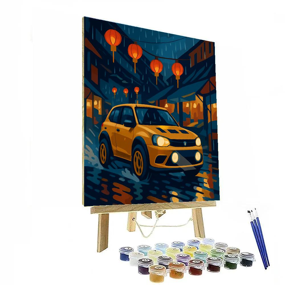 Cars Neon Monsoon Street Sprint Paint by numbers art
