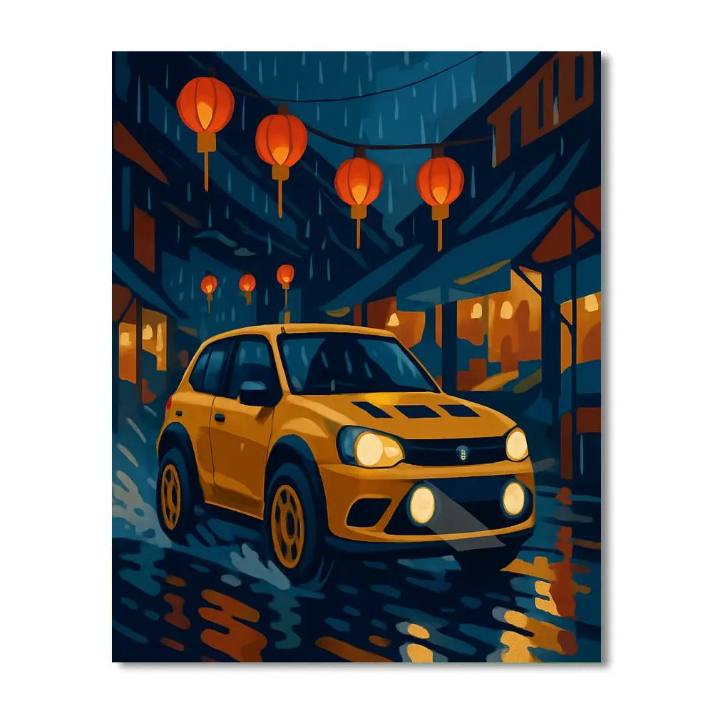 Cars Neon Monsoon Street Sprint Paint by numbers art