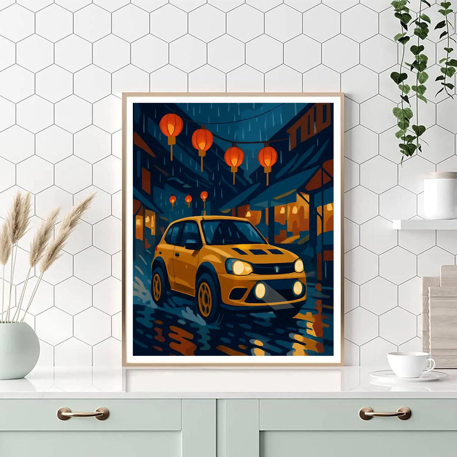 Cars Neon Monsoon Street Sprint Paint by numbers art