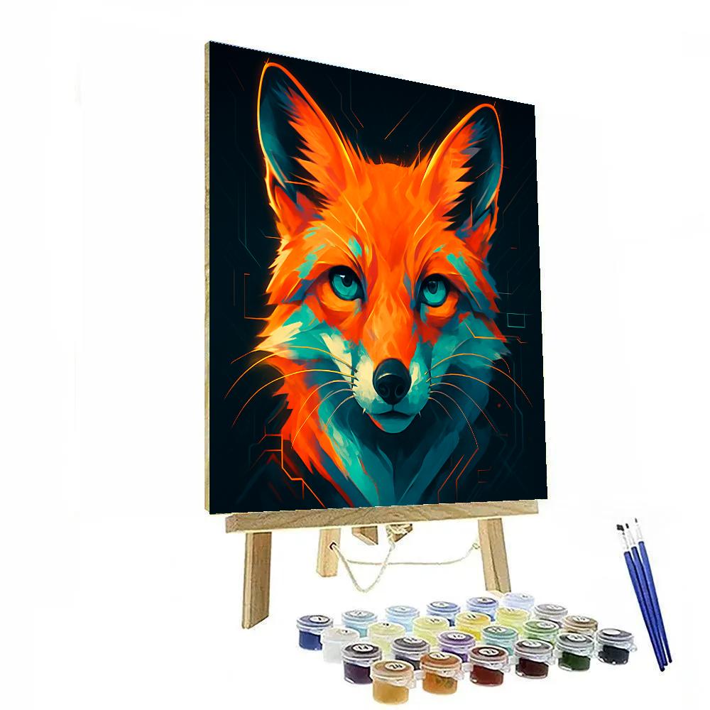 Celestial Circuit Fox paint by number