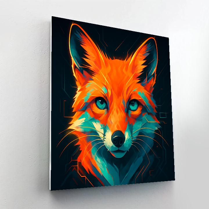 Celestial Circuit Fox paint by number