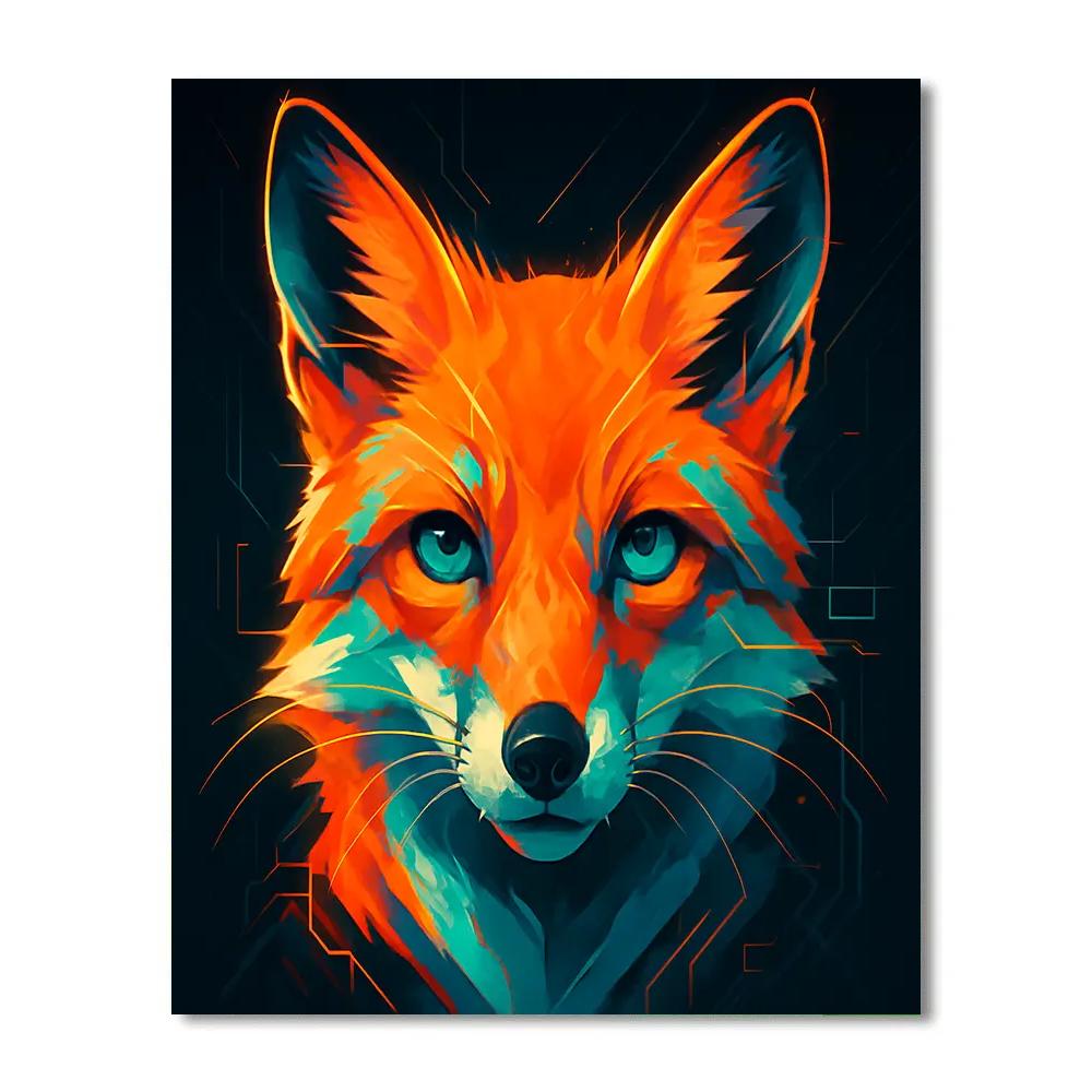 Celestial Circuit Fox paint by number