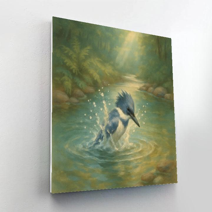 Kingfisher Splash At The Fern Bright Stream paint by numbers