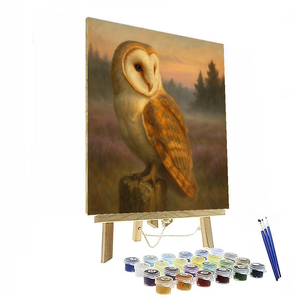Barn Owl Dusk Watch In The Heather Clearing DIY paint by numbers
