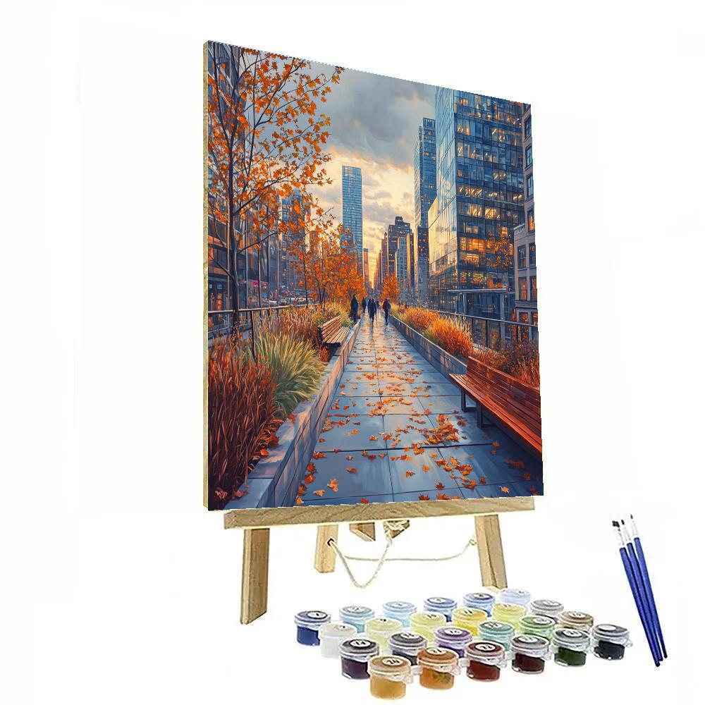 High Line Autumn Walkway New York City United States Numbered painting kits