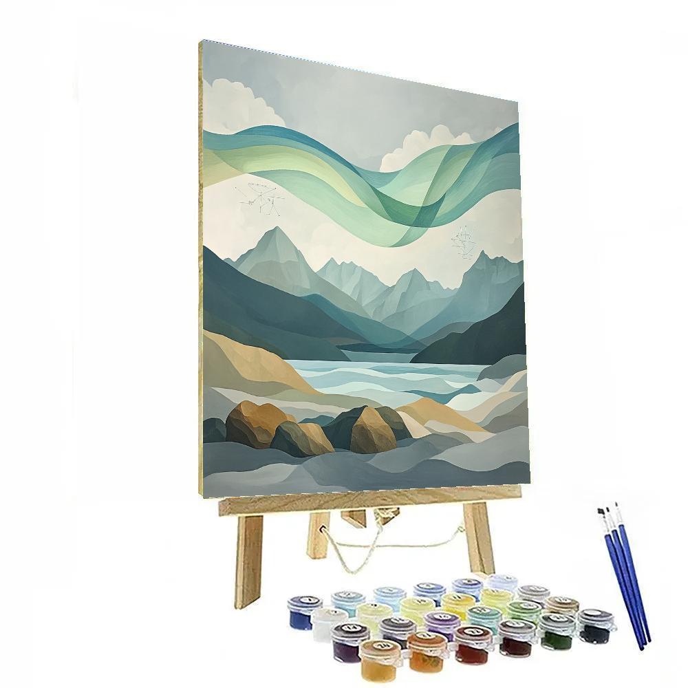 Leonardo Da Vinci Inspired Mountain Storm And Aurora Harmonics Painting by numbers kit