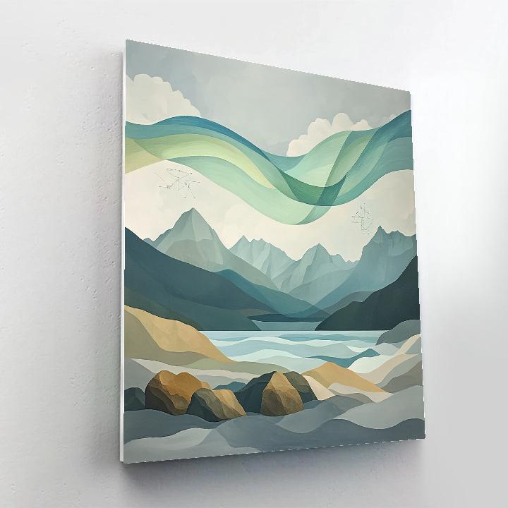 Leonardo Da Vinci Inspired Mountain Storm And Aurora Harmonics Painting by numbers kit