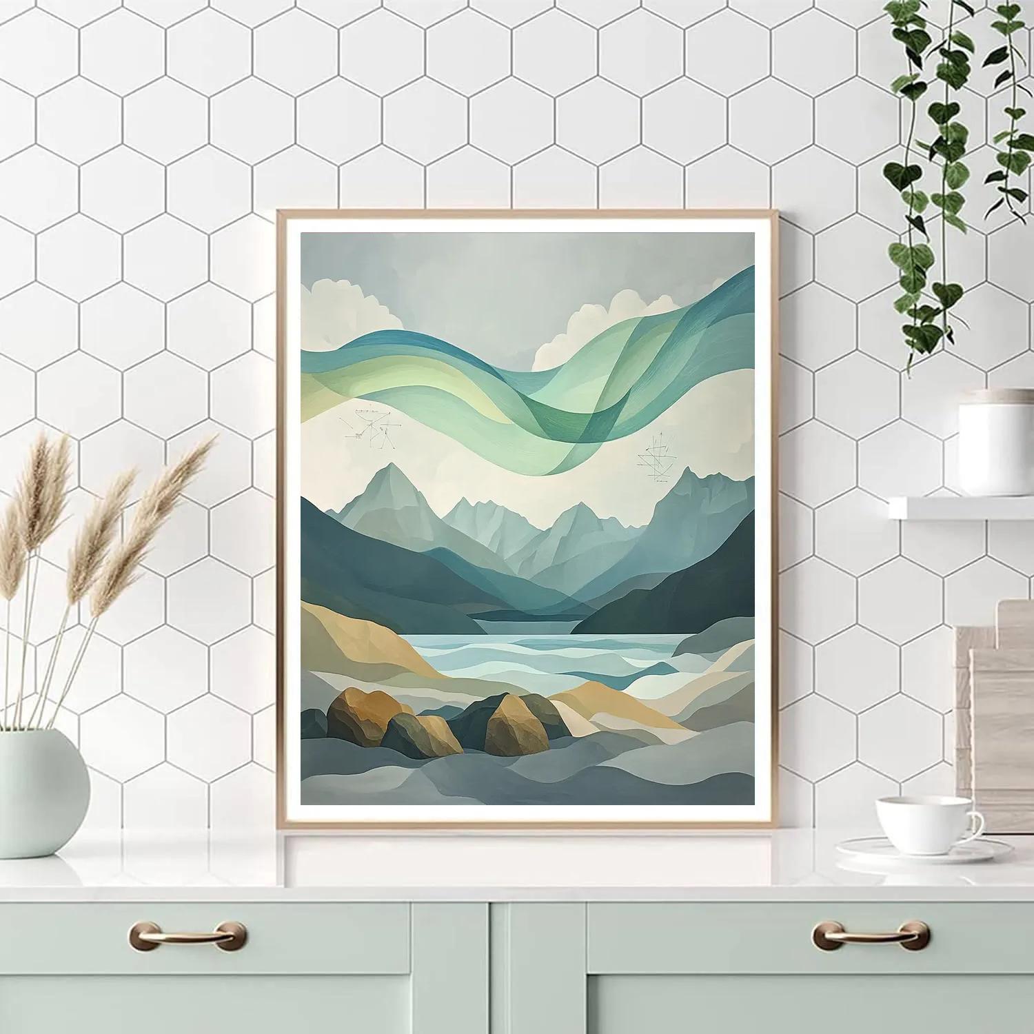 Leonardo Da Vinci Inspired Mountain Storm And Aurora Harmonics Painting by numbers kit