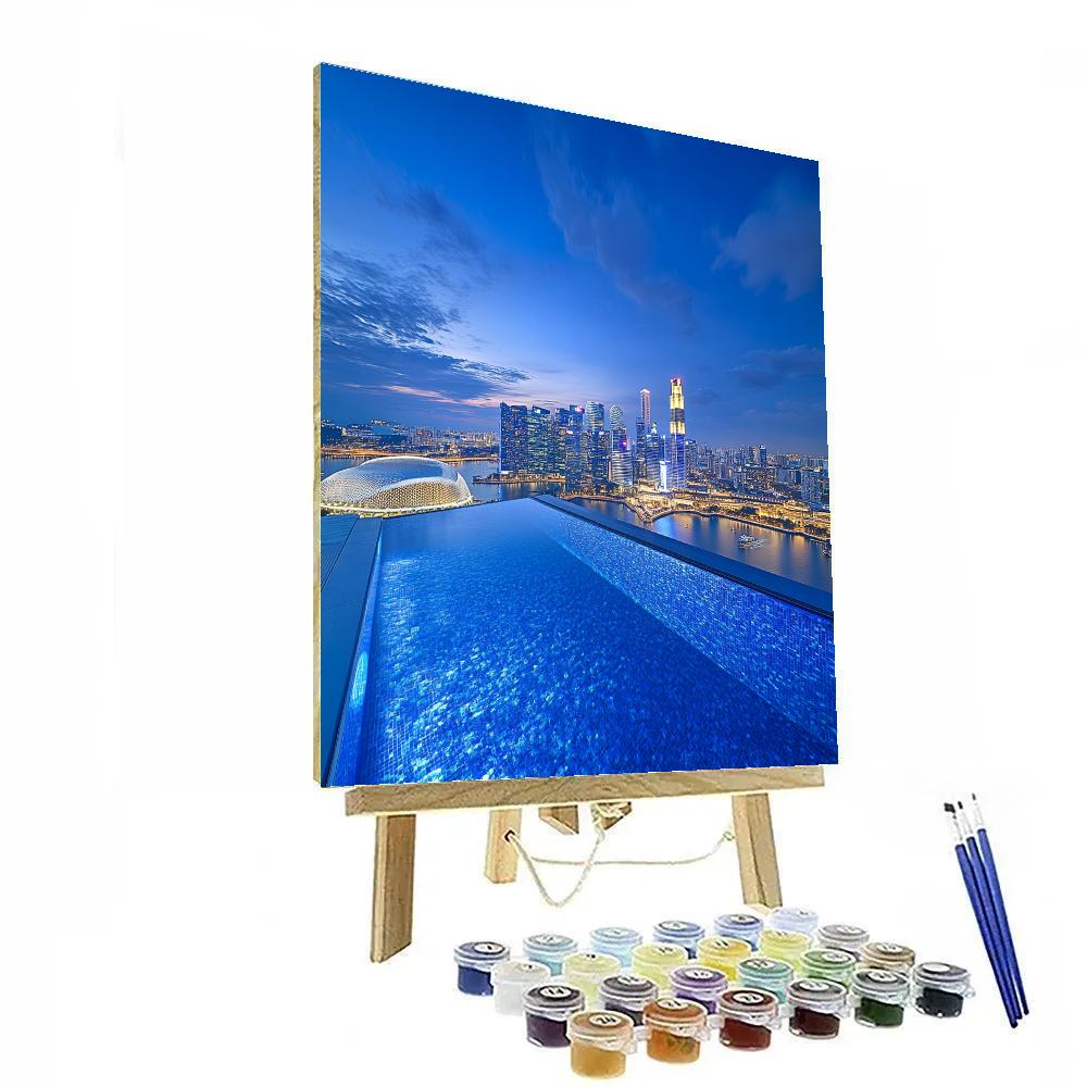 Marina Bay Sands SkyPark At Blue Hour Singapore painting number kit