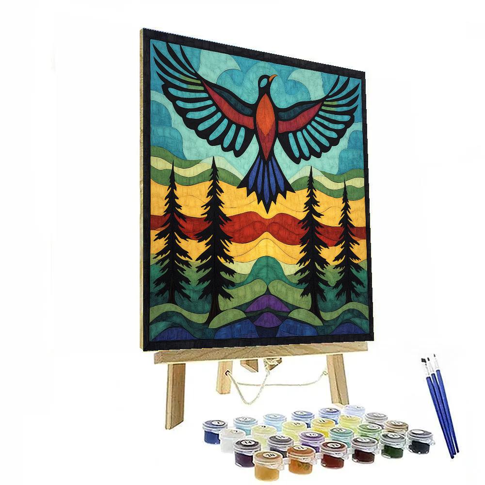 Norval Morrisseau Inspired Thunderbird Over The Singing Pines painting number kit