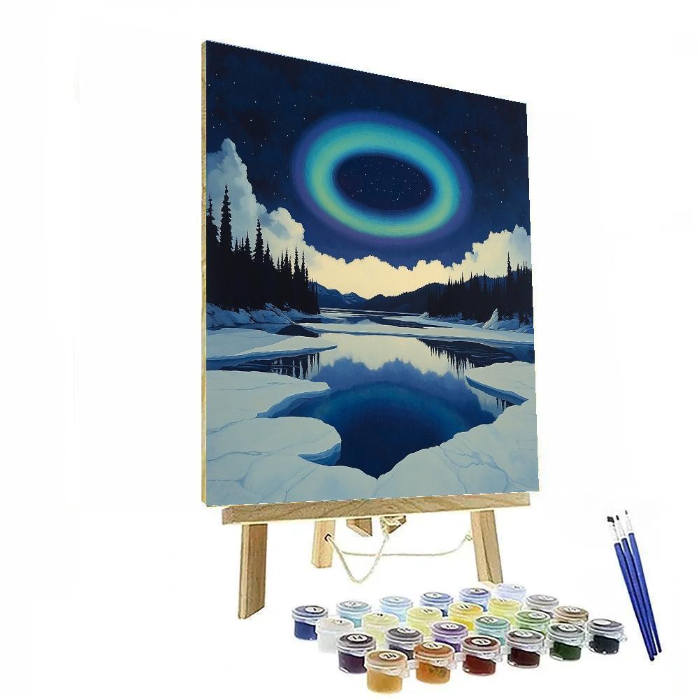 Lawren Harris Inspired Aurora Halo Over Silent Fjord paint by color