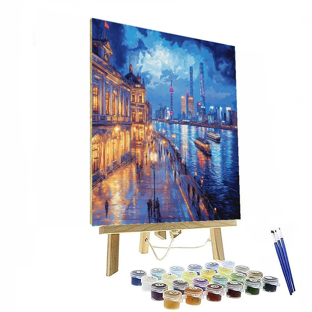 Bund Riverside Promenade Night Lights Shanghai China Painting by numbers kit
