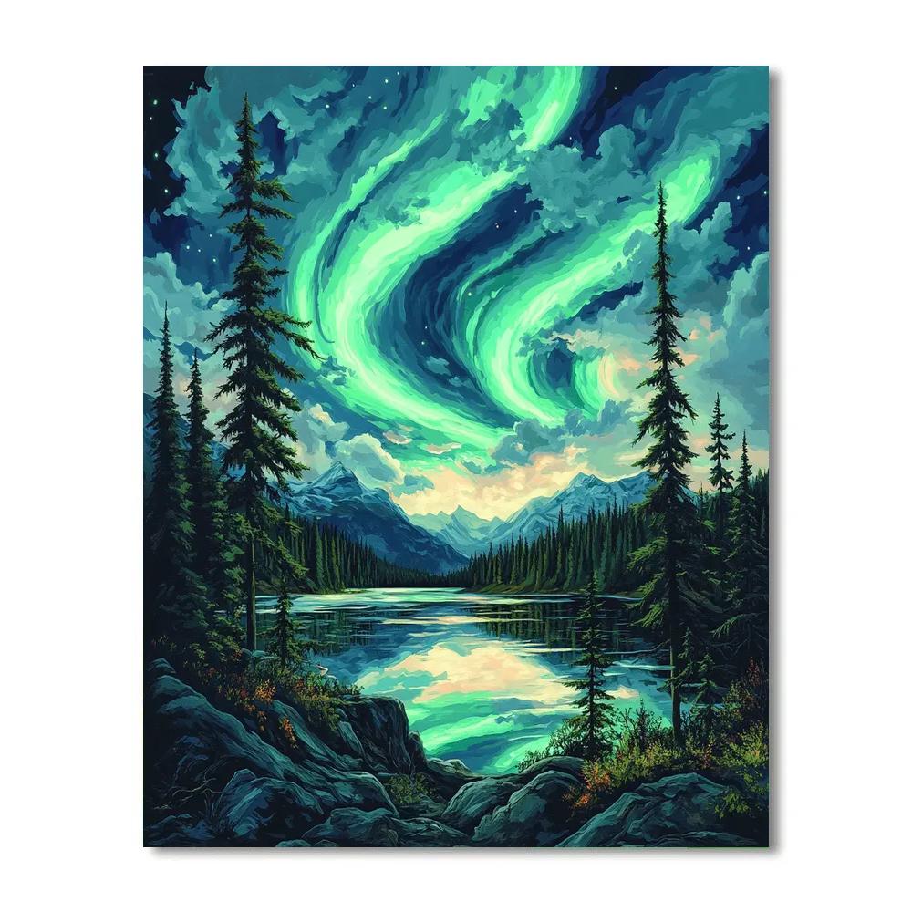 Frederick Varley Inspired Aurora Over Granite Highlands Paint by numbers kits