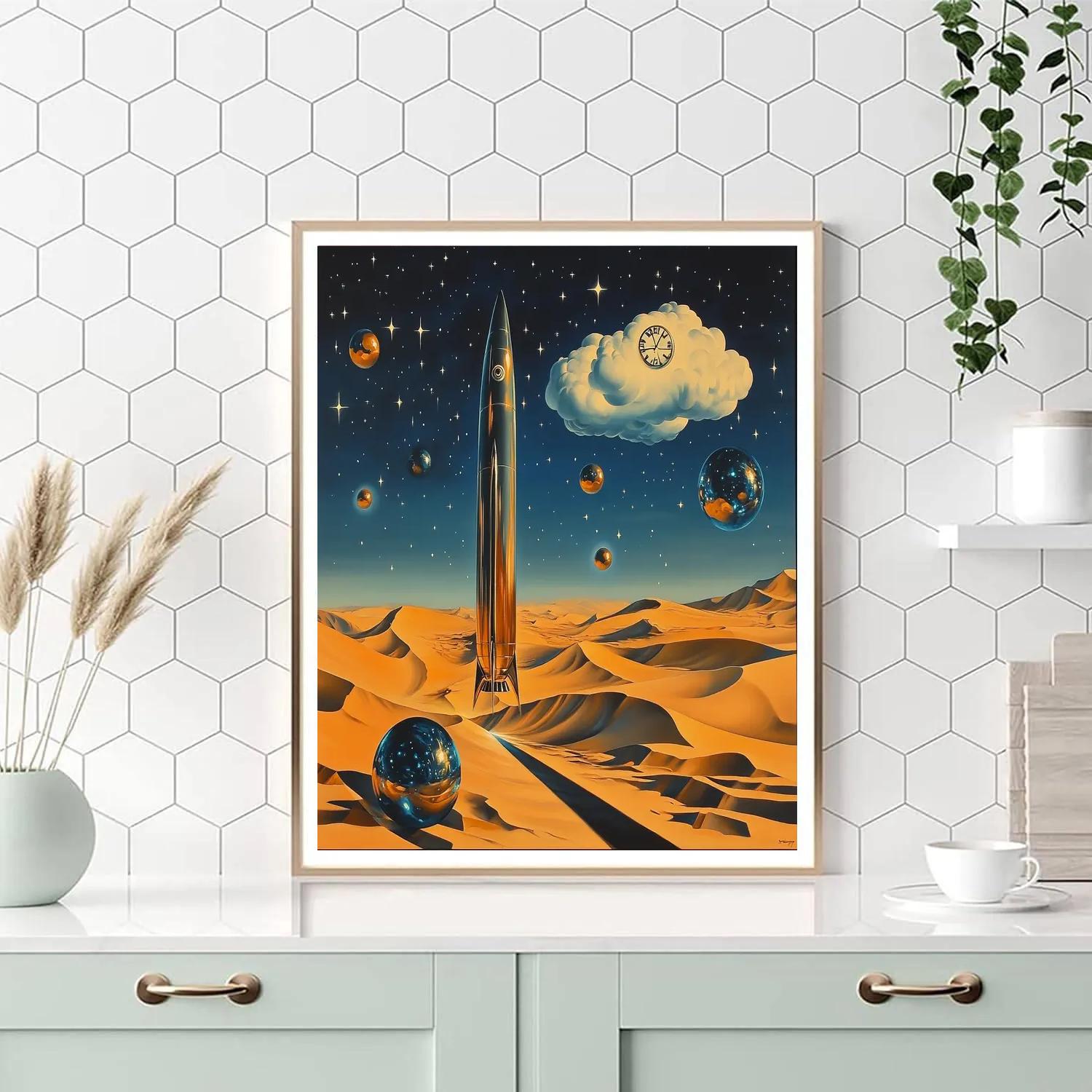 Salvador Dali Inspired Desert Rocket Mirage DIY paint by numbers