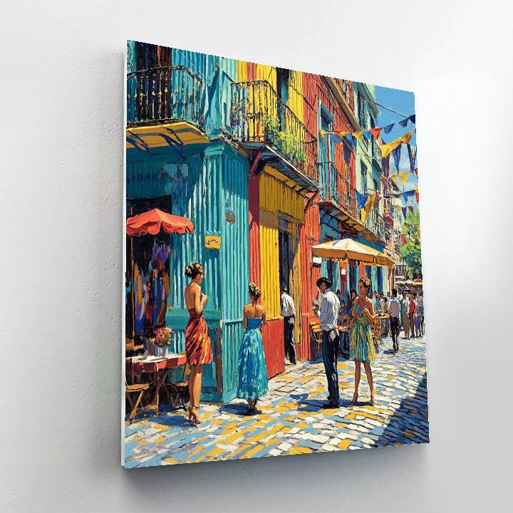 La Boca Colorful Street Scene Late Afternoon Buenos Aires Argentina Paint by numbers kits