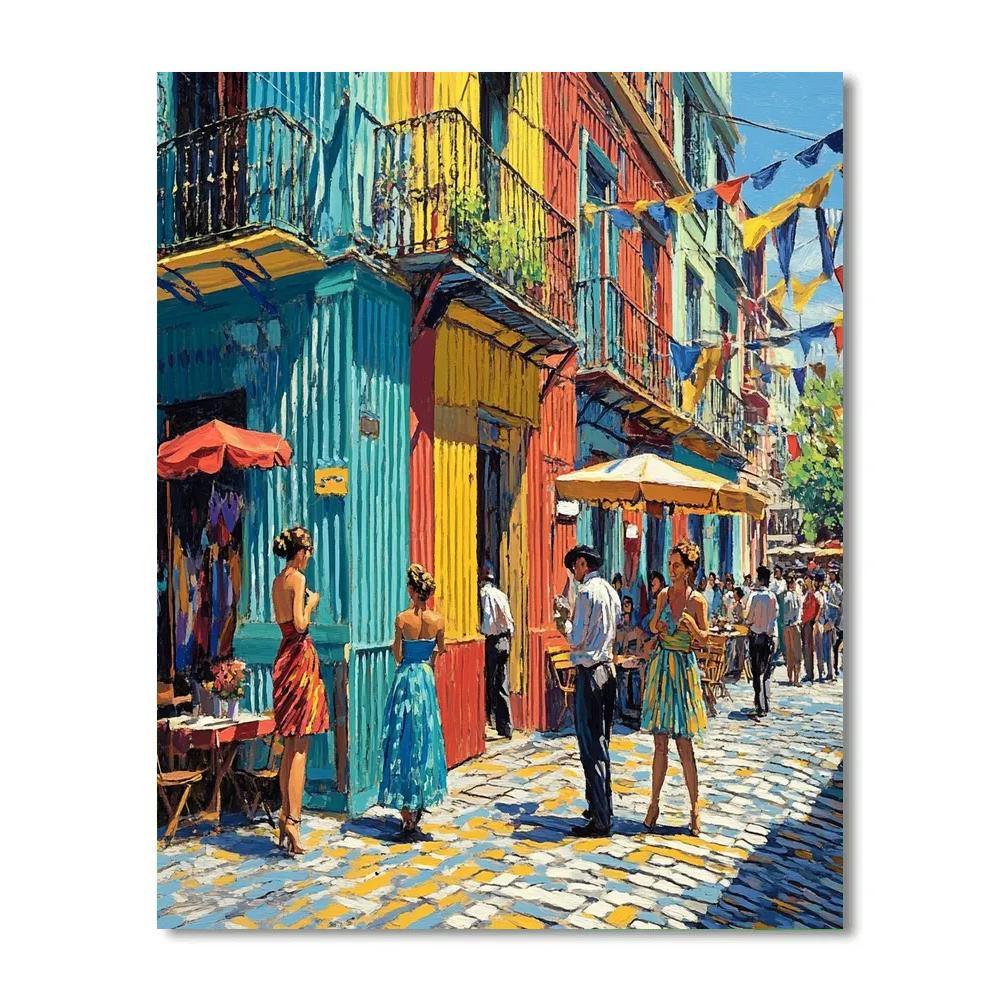 La Boca Colorful Street Scene Late Afternoon Buenos Aires Argentina Paint by numbers kits