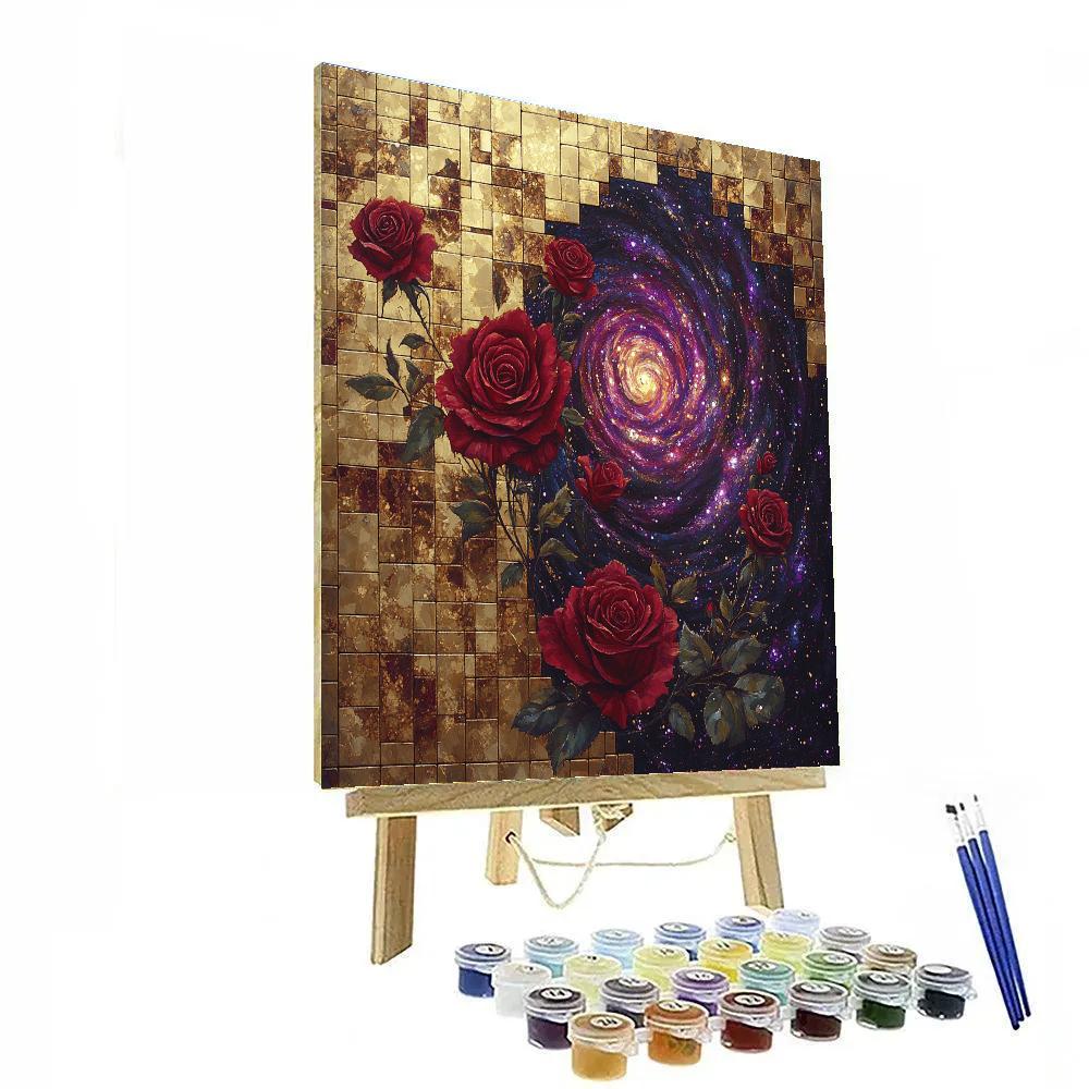 Gustav Klimt Inspired Golden Rose Nebula Numbered painting kits