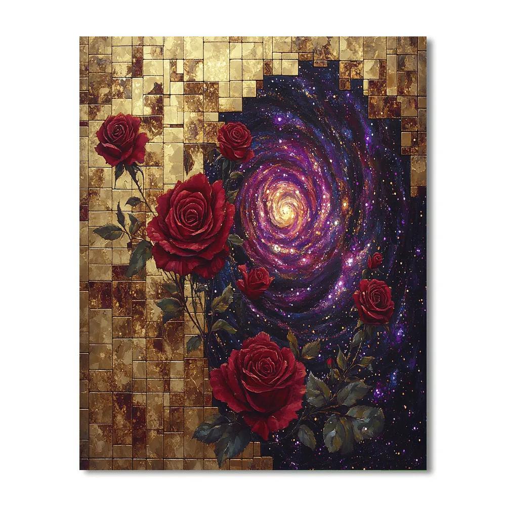Gustav Klimt Inspired Golden Rose Nebula Numbered painting kits