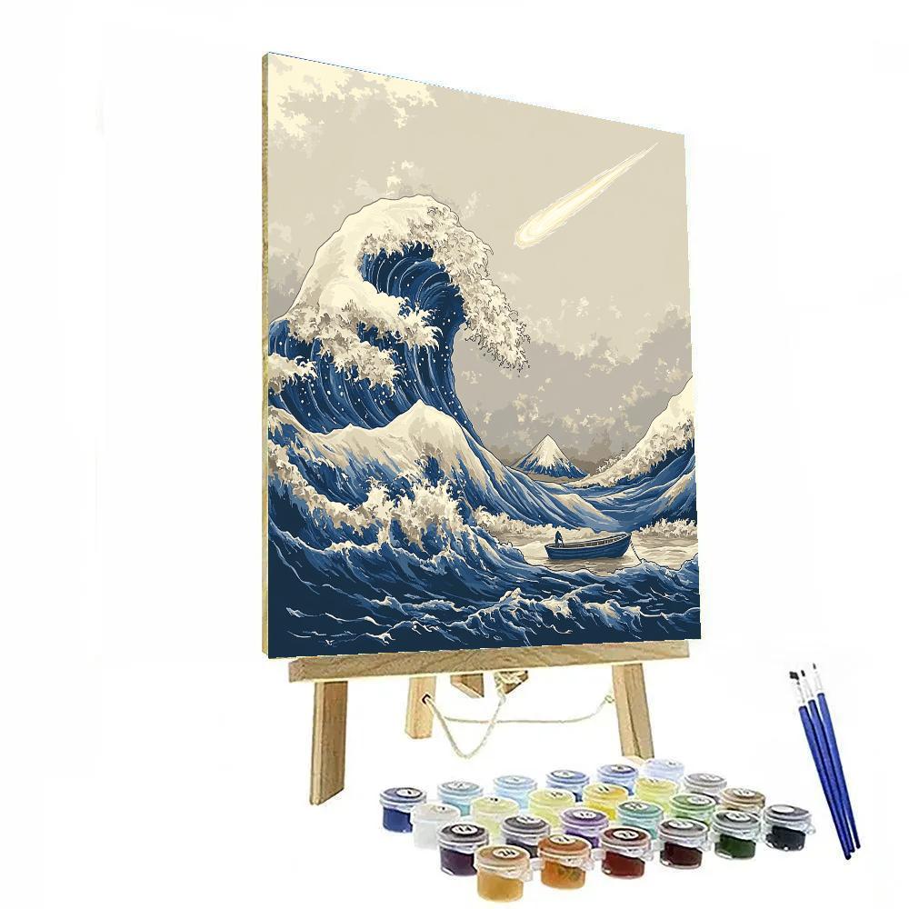 Hokusai Inspired Ocean Storm With Comet Paint by numbers kits
