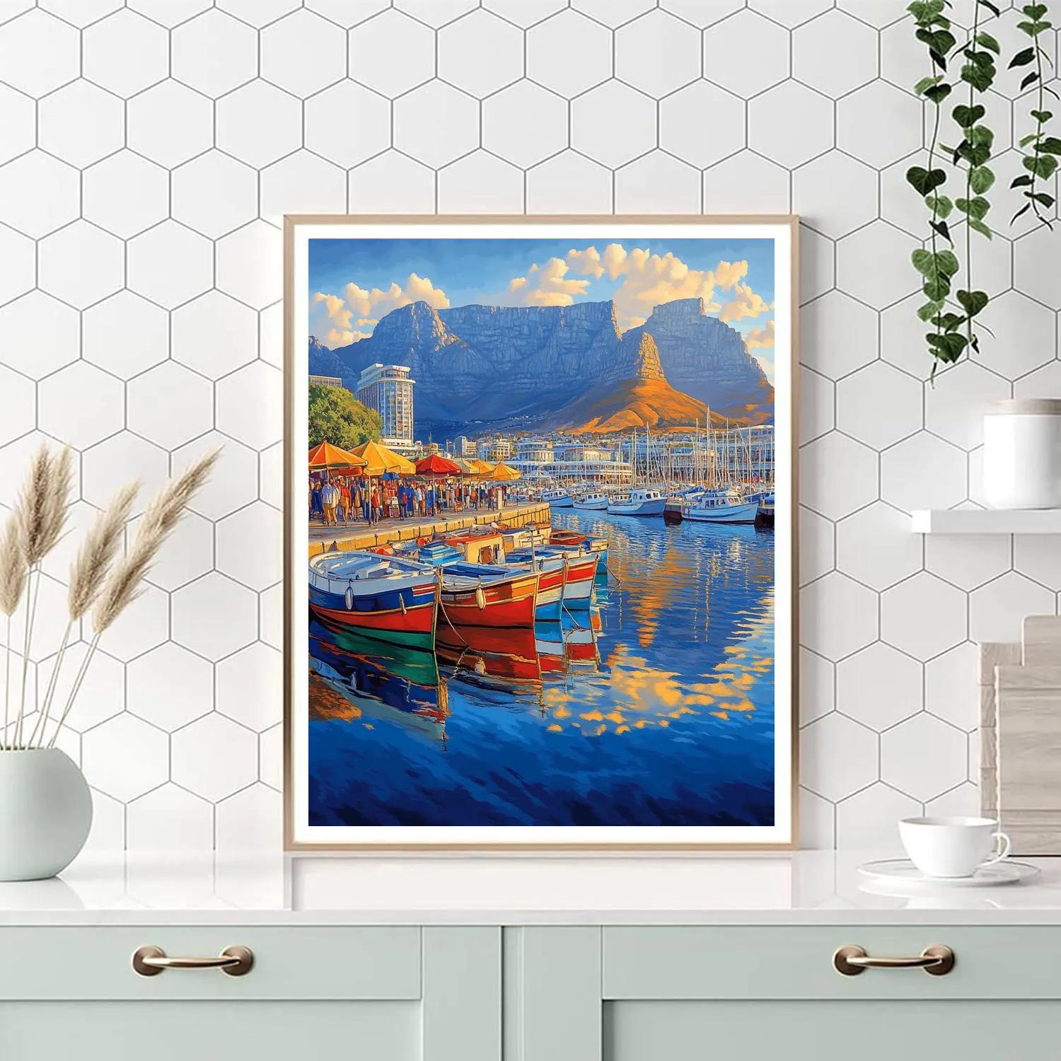 Capetown V And A Waterfront Harbor Morning Cape Town South Africa DIY paint by numbers