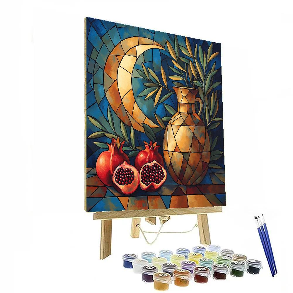 Pablo Picasso Inspired Lunar Pomegranate Still Life painting number kit