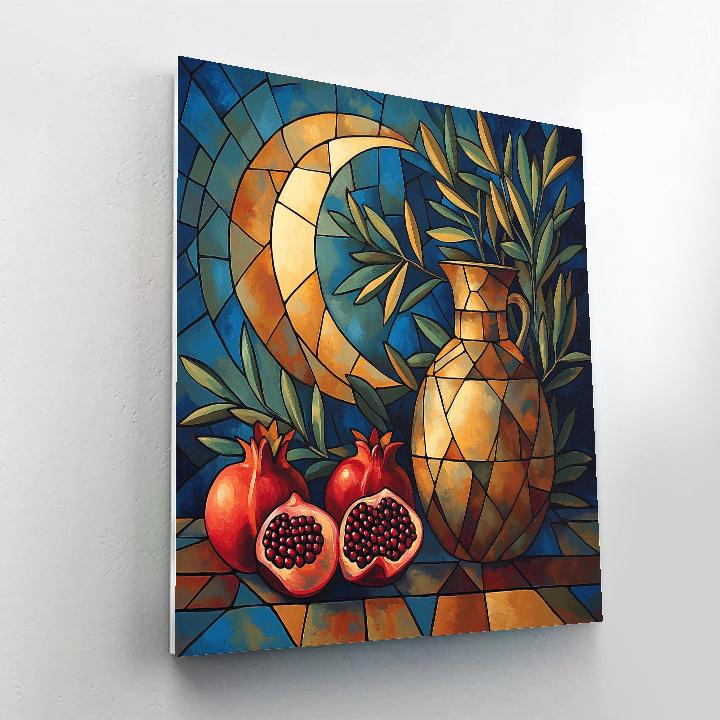 Pablo Picasso Inspired Lunar Pomegranate Still Life painting number kit