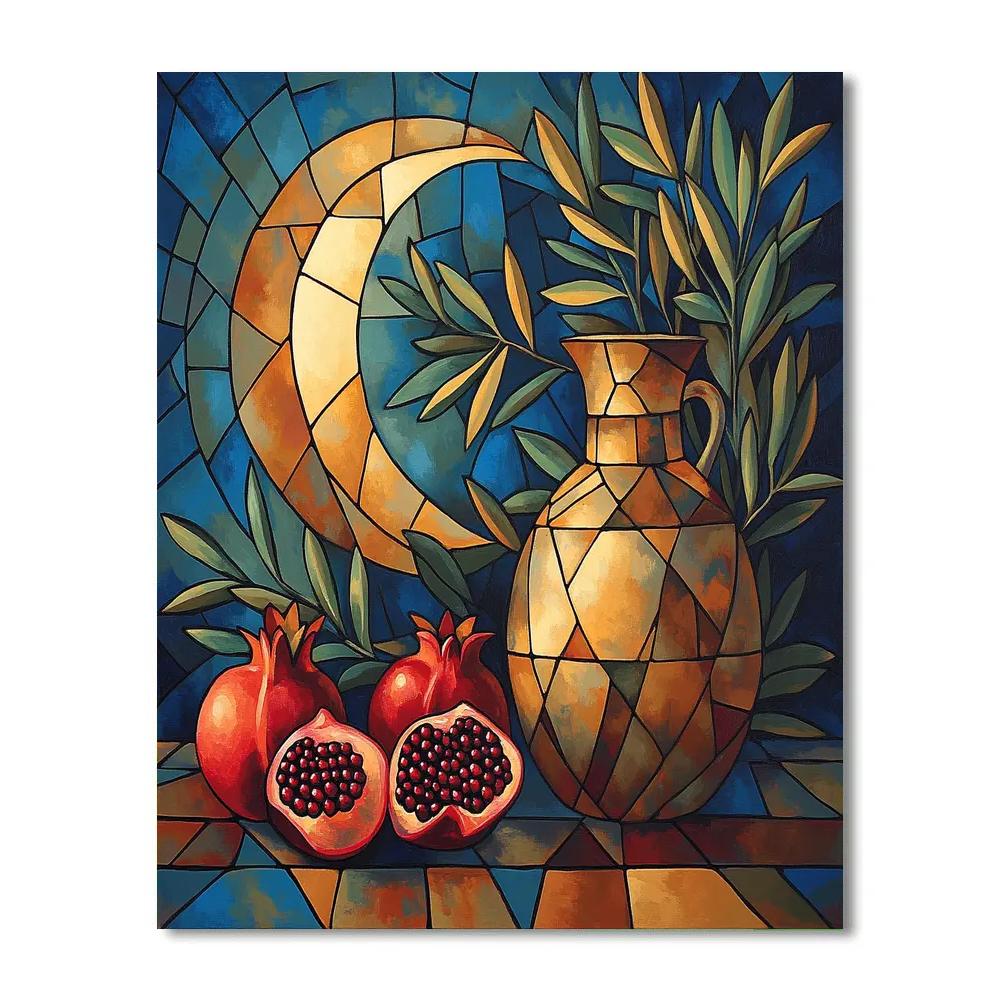 Pablo Picasso Inspired Lunar Pomegranate Still Life painting number kit