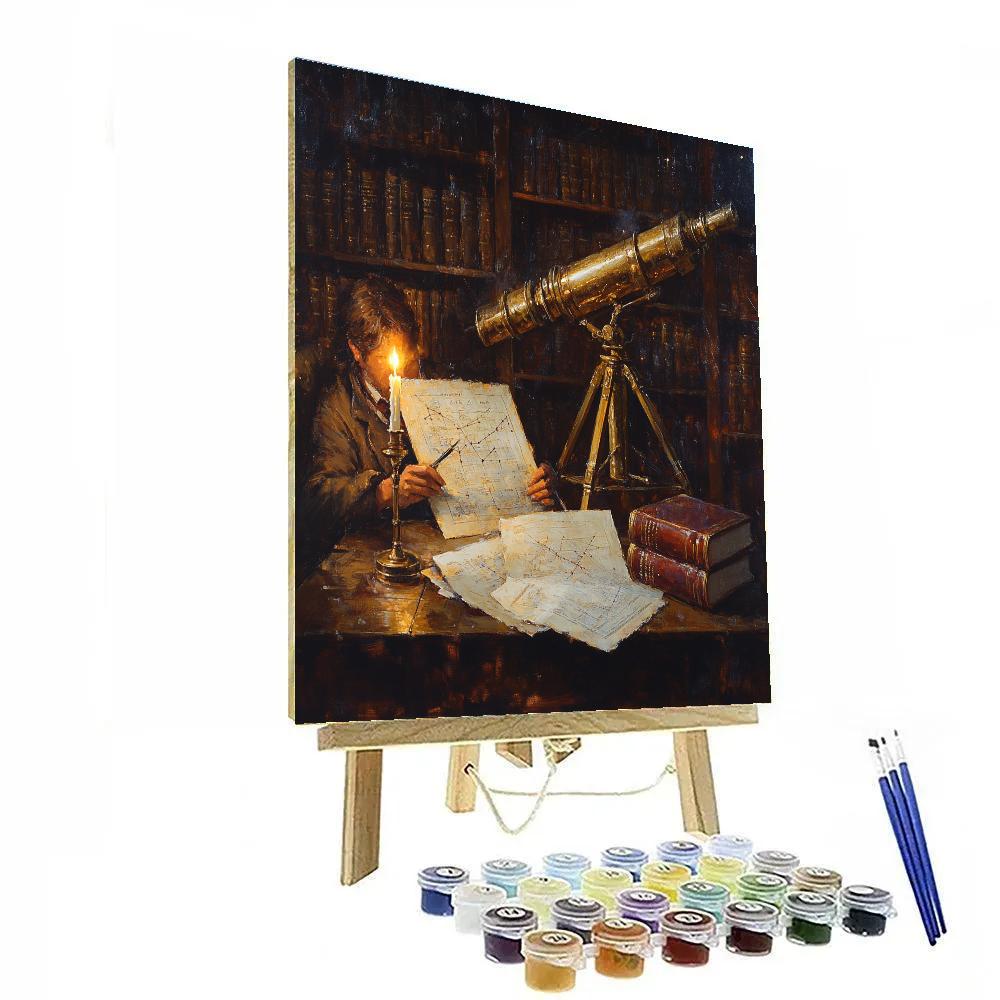 Rembrandt Inspired Candlelit Library Astronomer painting number kit