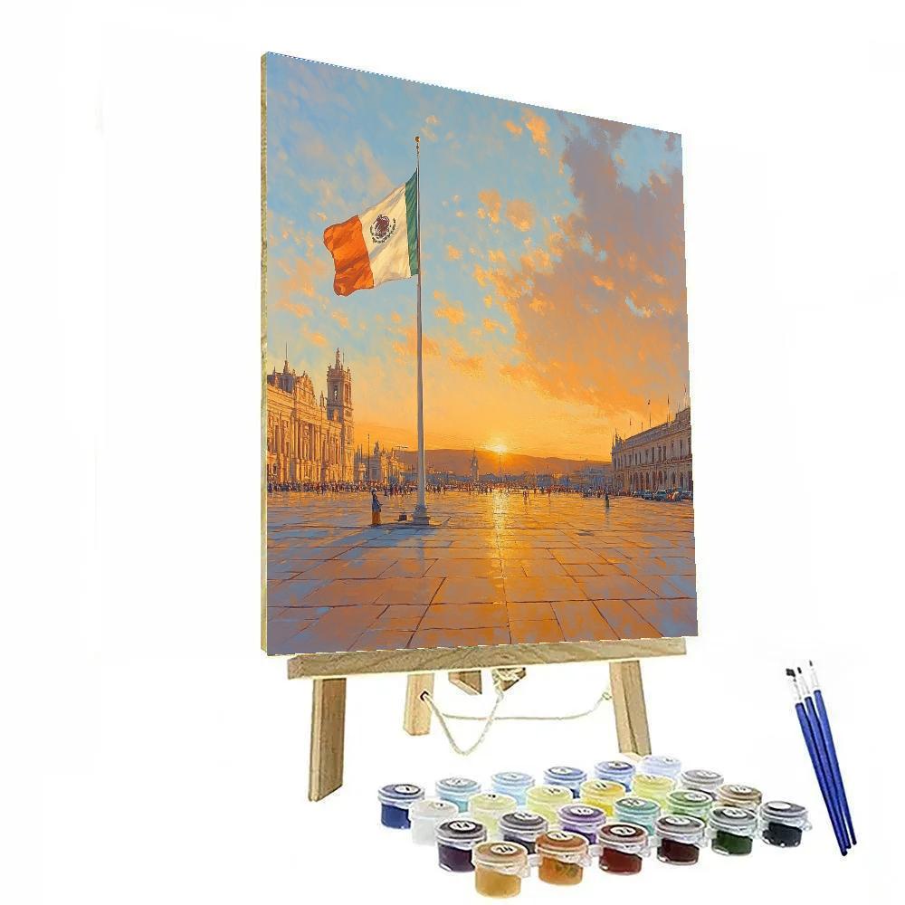 Zocalo Plaza Sunrise Mexico City Mexico paint by number