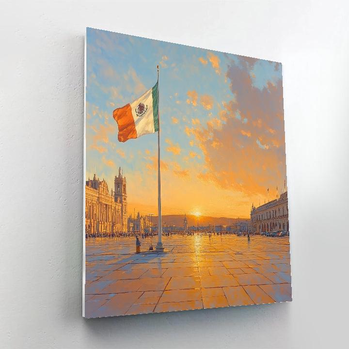 Zocalo Plaza Sunrise Mexico City Mexico paint by number