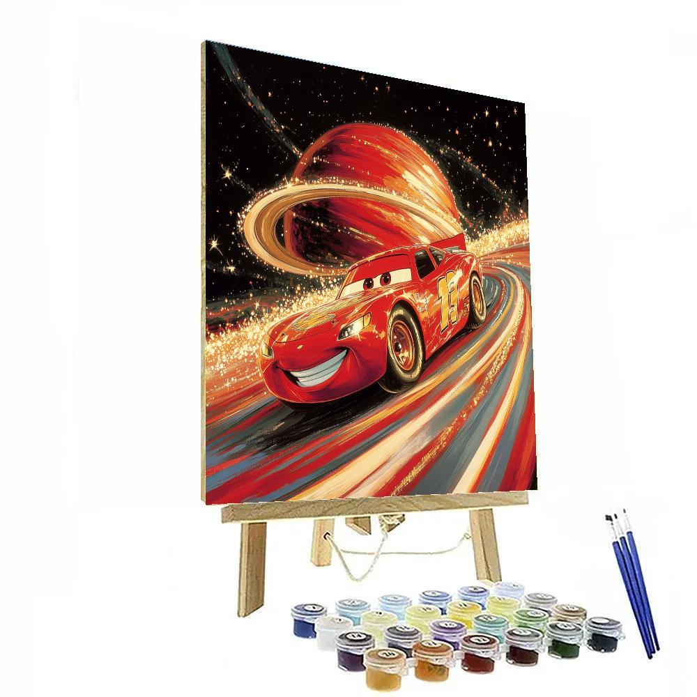 Lightning McQueen Saturn Ring Speedway Number painting