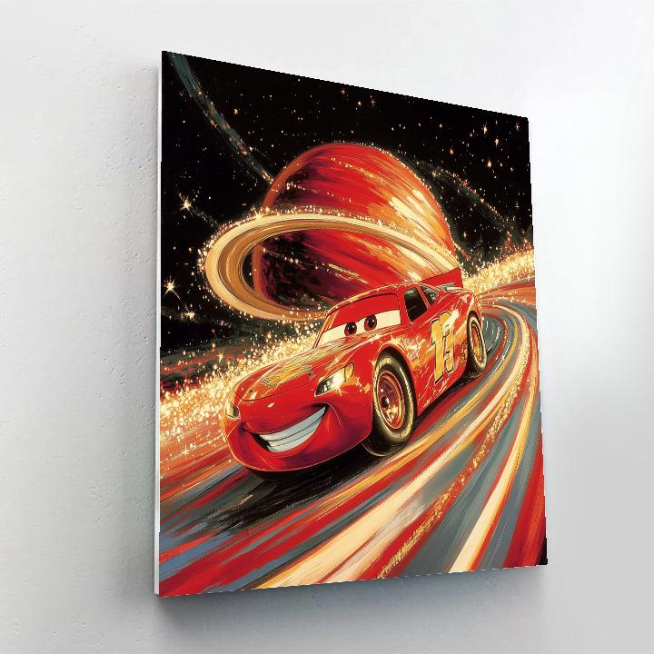 Lightning McQueen Saturn Ring Speedway Number painting