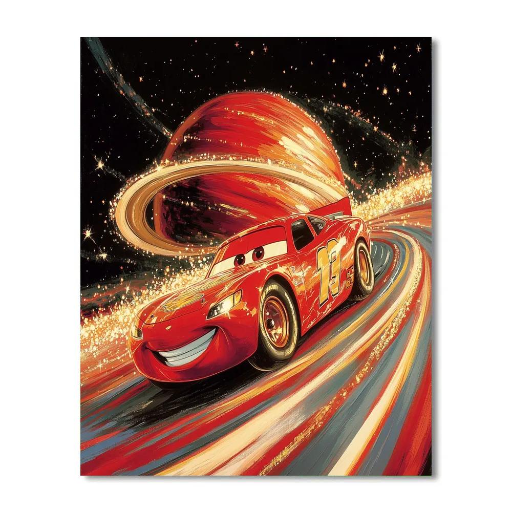 Lightning McQueen Saturn Ring Speedway Number painting