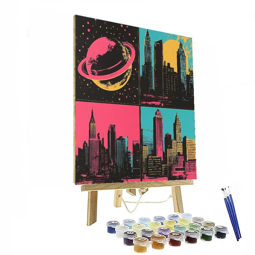 Andy Warhol Inspired Neon Citylights Planet Parade DIY paint by numbers