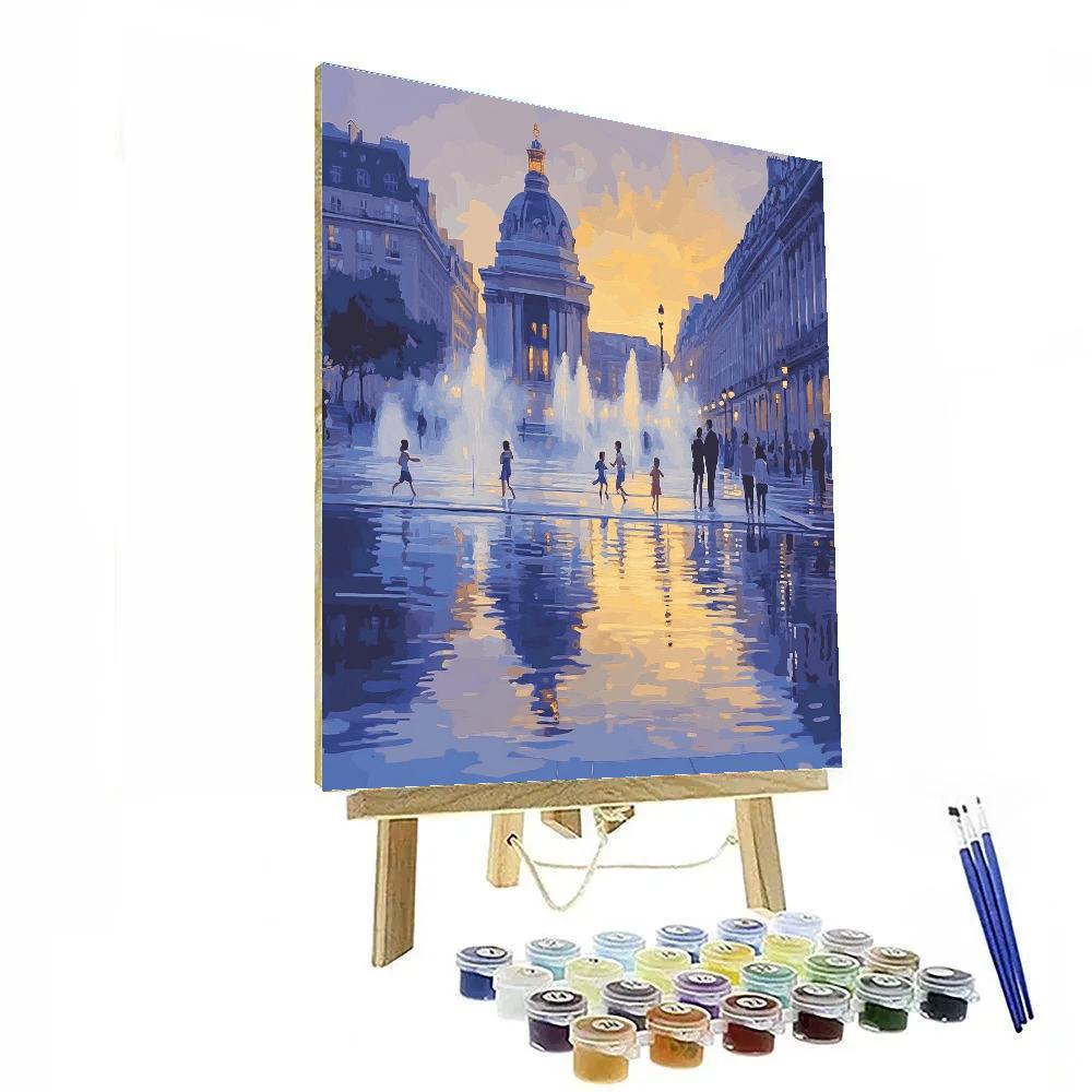 Miroir D Eau Reflections At Dusk Bordeaux France painting number kit