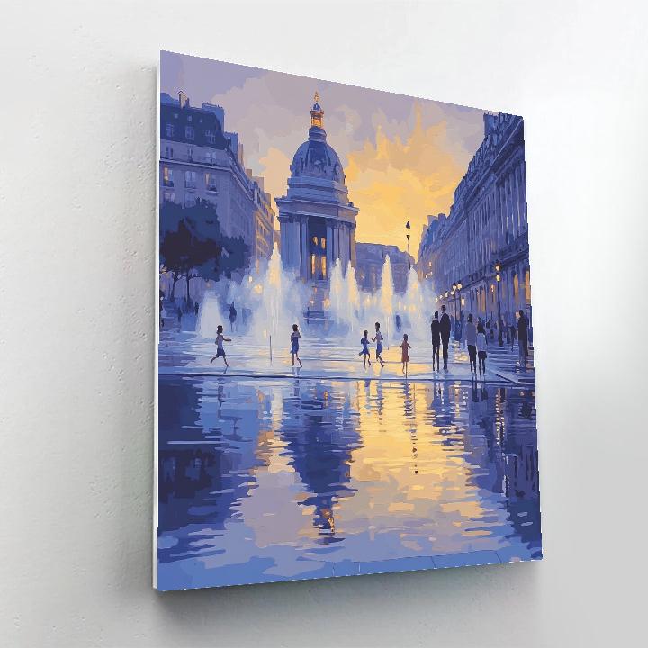 Miroir D Eau Reflections At Dusk Bordeaux France painting number kit