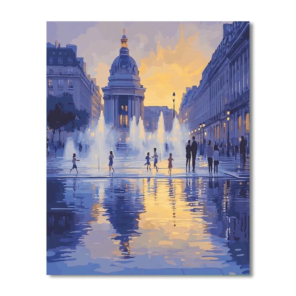 Miroir D Eau Reflections At Dusk Bordeaux France painting number kit