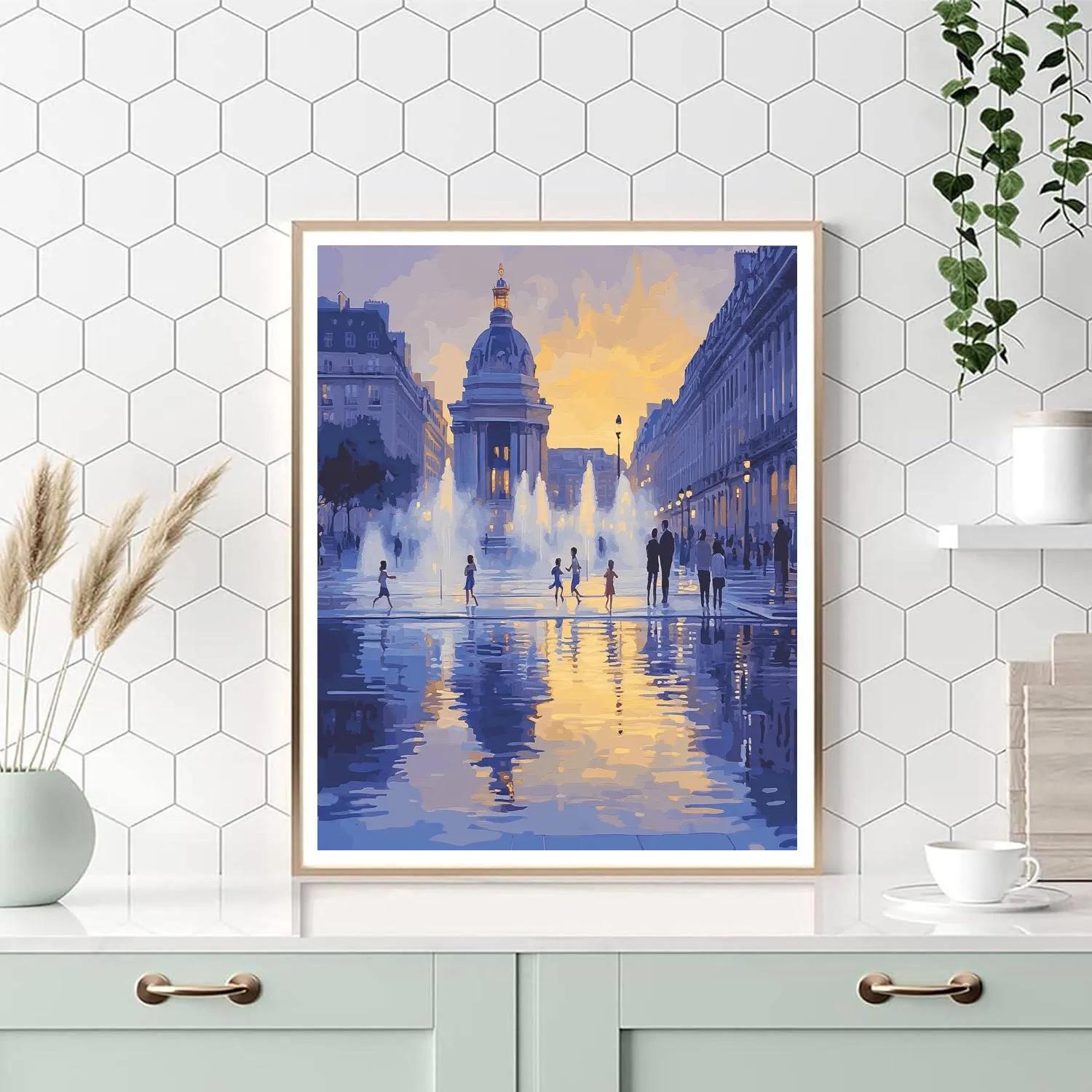 Miroir D Eau Reflections At Dusk Bordeaux France painting number kit