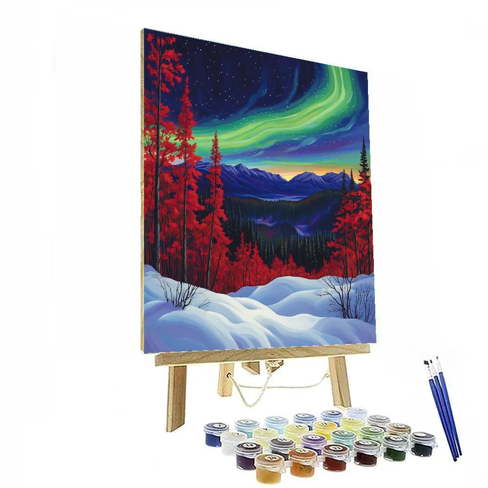A.Y. Jackson Inspired Aurora Over The Laurentian Granite Sweep Paint by numbers kits